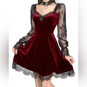 Gothic Vintage Lace Grunge Punk Goth Dress Casual Cosplay Party Cocktail